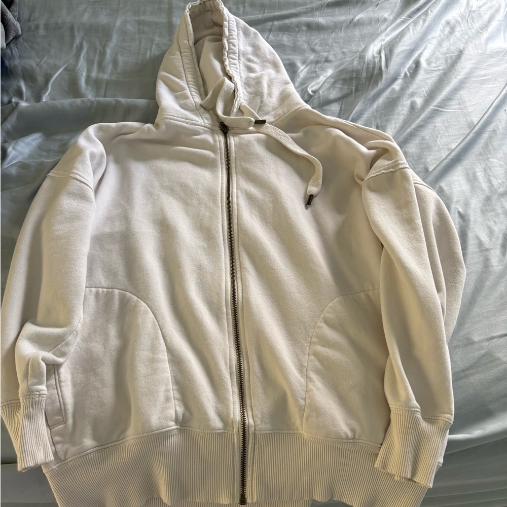 American Eagle Outfitters White Zip Up Sweater Cozy Essential